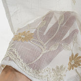 Cortina Tule Bordada com Flores Delicadas-um par - BOD HOME