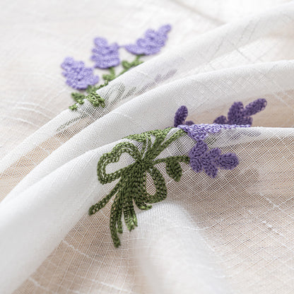 Cortina Tule Bordada com Bouquet de Lavanda-um par - BOD HOME