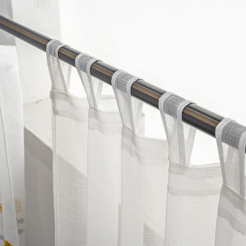 Cortina Tule Bordada com Girassóis-um par- BOD HOME