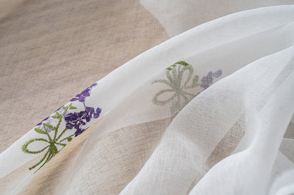 Cortina Tule Bordada com Lavandas-um par - BOD HOME