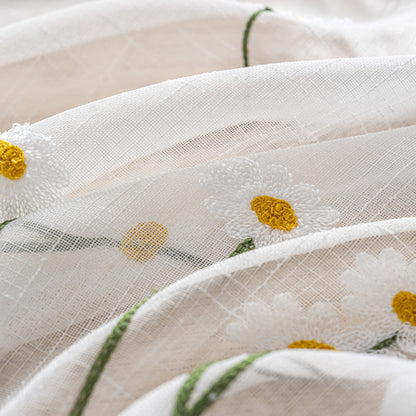 Cortina Tule Bordada com Margaridas-um par - BOD HOME