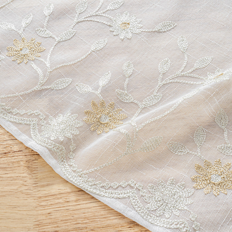 Cortina Tule Bordada com Flores Delicadas-um par - BOD HOME
