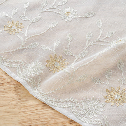 Cortina Tule Bordada com Flores Delicadas-um par - BOD HOME