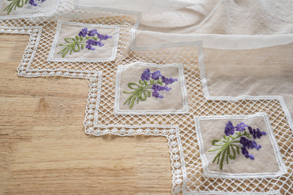 Cortina Tule Bordada com Lavandas-um par - BOD HOME