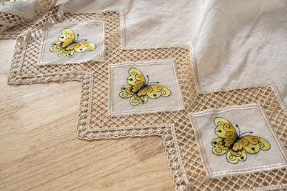Cortina Tule Bordada com Borboletas Douradas-um par - BOD HOME