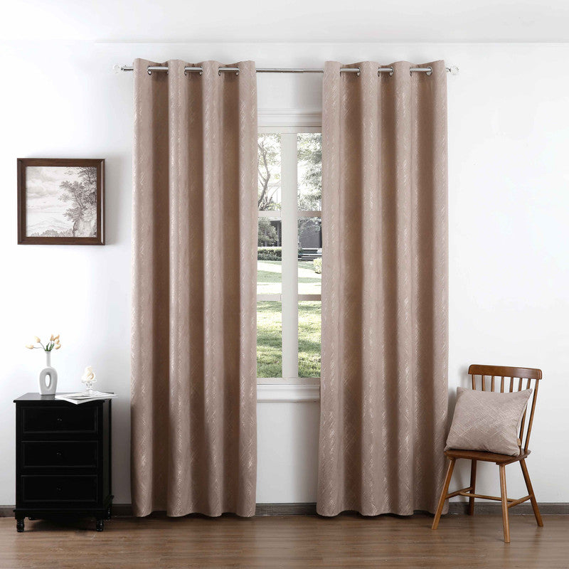 Cortina Jacquard com Bordado Castanho 140*260CM-Individual- BOD HOME