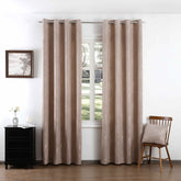 Cortina Jacquard com Bordado Castanho 140*260CM-Individual- BOD HOME