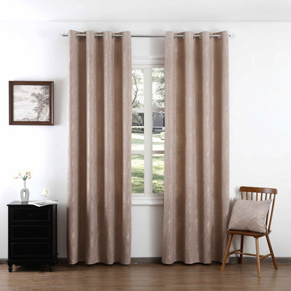 Cortina Jacquard com Bordado Castanho 140*260CM-Individual- BOD HOME