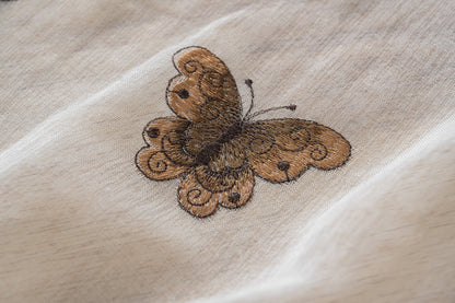 Cortina Tule Bordada com Borboletas Castanhas-um par - BOD HOME