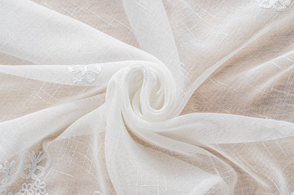 Cortina Tule Bordada com Borboletas Brancas-um par - BOD HOME