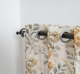 Cortina de Linho com Estampa Floral Amarela 140*260cm-Individual - BOD HOME