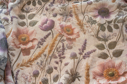 Cortina de Linho com Estampa Floral Roxo 140*260cm-Individual - BOD HOME