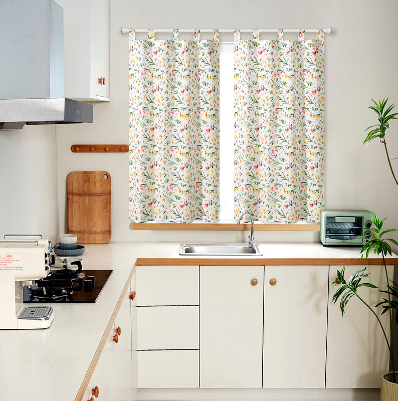 Cortina de Cozinha com Estampa de Flores de Primavera Individual - BOD HOME
