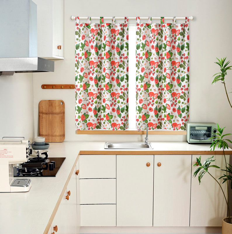 Cortina de Cozinha com Estampa de Frutas Vermelhas Individual - BOD HOME