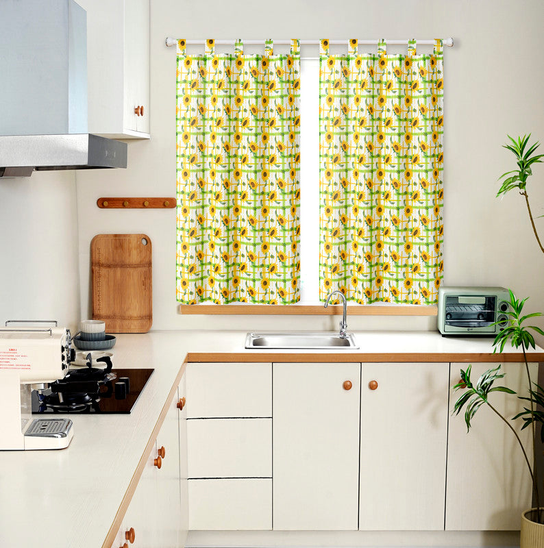 Cortina de Cozinha com Estampa de Girassóis Individual - BOD HOME