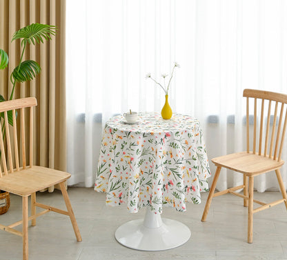 TOALHA DE MESA ANTI-NÓDOA  COM ESTAMPA DE FLORES  DE PRIMAVERA REDONDA - BOD HOME