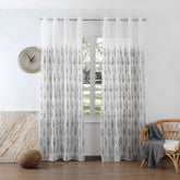 Cortina Bordada com Folhas Elegantes Castanho 140*260CM-Individual- BOD HOME