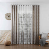 Cortina Jacquard com Bordado de Folhas Elegantes Castanho 140*260CM-Individual- BOD HOME