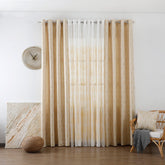Cortina Jacquard com Bordado de Folhas Elegantes Amarelo 140*260CM-Individual- BOD HOME