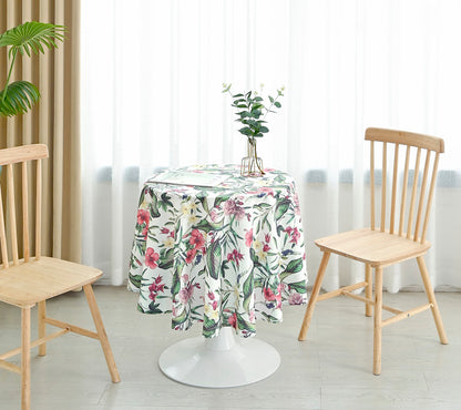 TOALHA DE MESA ANTI-NÓDOA  COM ESTAMPA DE FLORES ELEGANTES REDONDA - BOD HOME