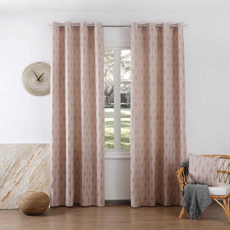 Cortina Jacquard com Bordado de Folhas Elegantes Vermelho 140*260CM-Individual- BOD HOME