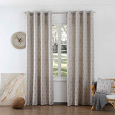 Cortina Jacquard com Bordado de Folhas Elegantes Castanho 140*260CM-Individual- BOD HOME
