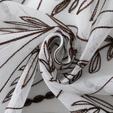 Cortina Bordada com Folhas Elegantes Castanho 140*260CM-Individual- BOD HOME