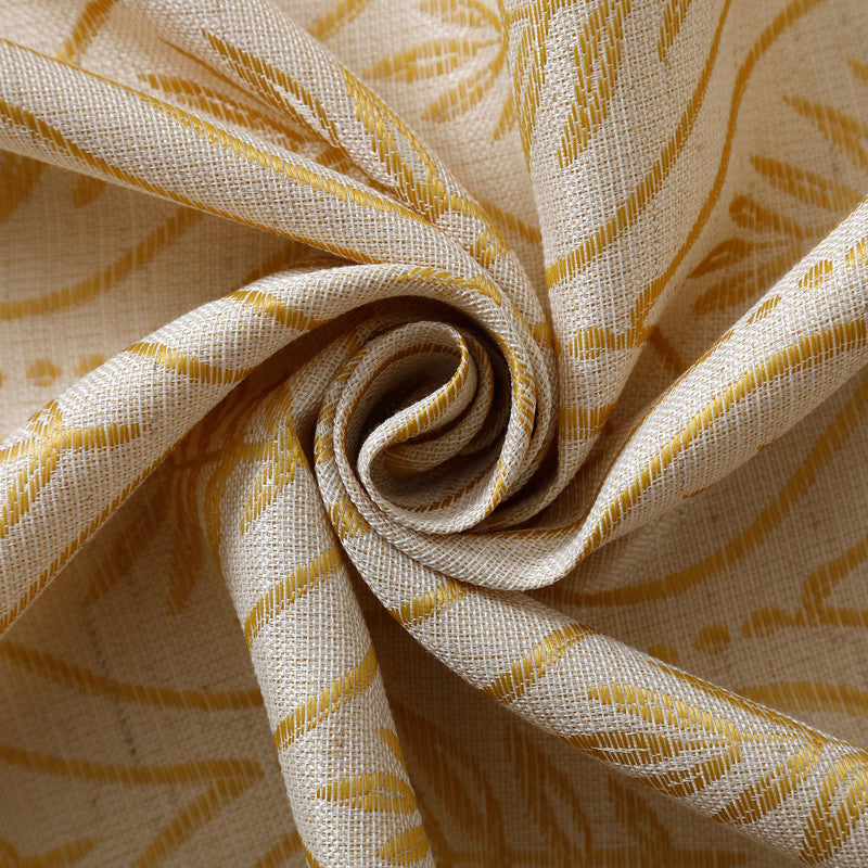 Cortina Jacquard com Bordado de Folhas Elegantes Amarelo 140*260CM-Individual- BOD HOME