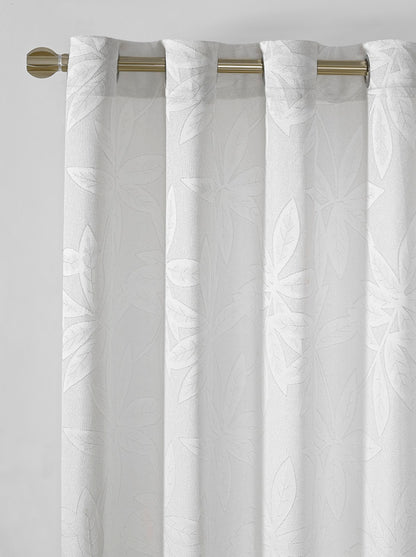 Cortina Jacquard com Estampa de Folhas Outono Branca 140*260CM-Individual- BOD HOME
