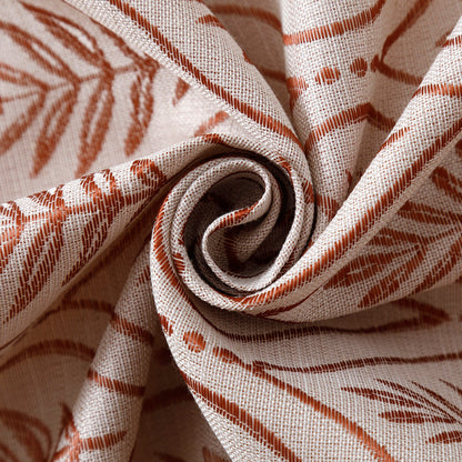 Cortina Jacquard com Bordado de Folhas Elegantes Vermelho 140*260CM-Individual- BOD HOME