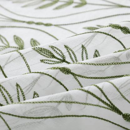 Cortina Bordada com Folhas Elegantes Verde 140*260CM-Individual- BOD HOME