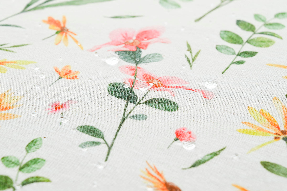 TOALHA DE MESA ANTI-NÓDOA COM ESTAMPA DE FLORES DE PRIMAVERA REDONDA