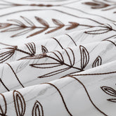 Cortina Bordada com Folhas Elegantes Castanho 140*260CM-Individual- BOD HOME