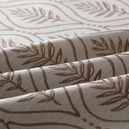 Cortina Jacquard com Bordado de Folhas Elegantes Castanho 140*260CM-Individual- BOD HOME