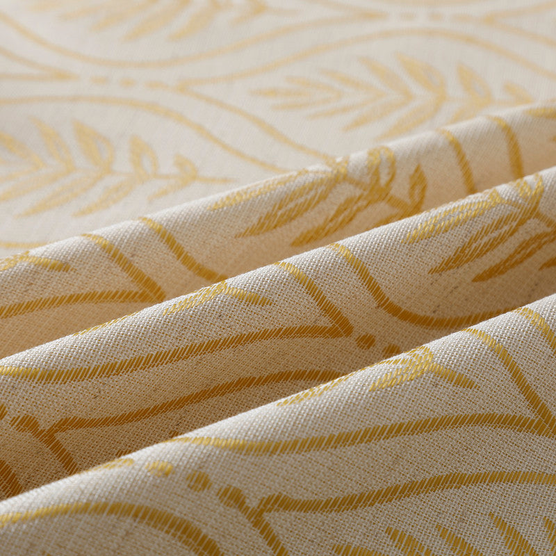Cortina Jacquard com Bordado de Folhas Elegantes Amarelo 140*260CM-Individual- BOD HOME