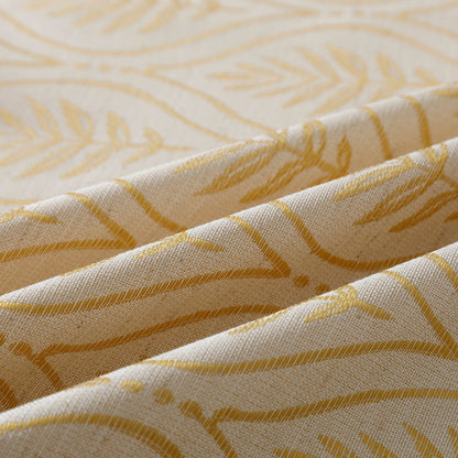Cortina Jacquard com Bordado de Folhas Elegantes Amarelo 140*260CM-Individual- BOD HOME