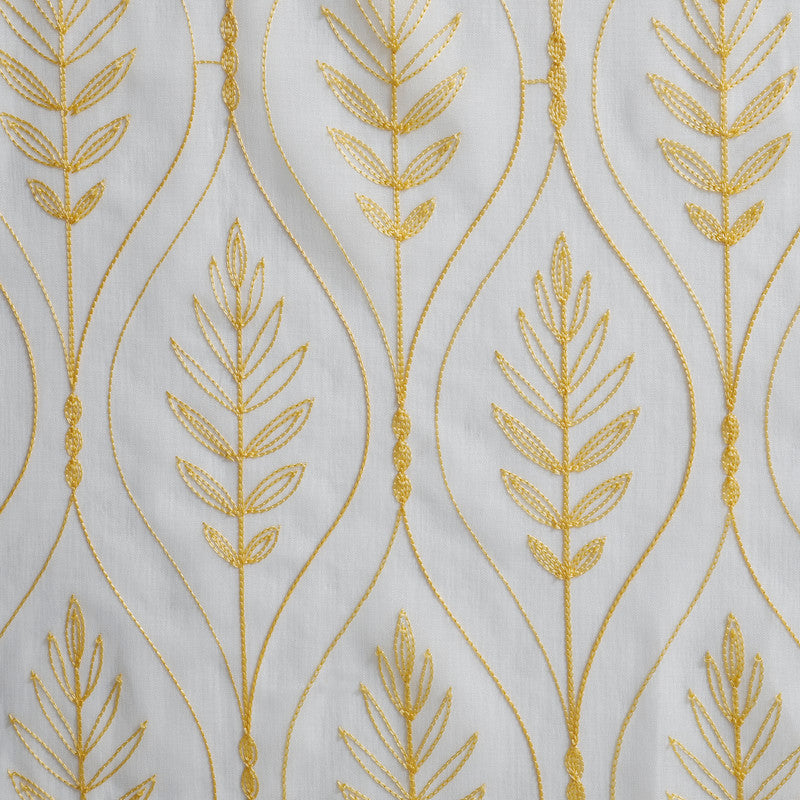 Cortina Bordada com Folhas Elegantes Amarelo 140*260CM-Individual- BOD HOME