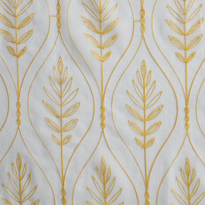 Cortina Bordada com Folhas Elegantes Amarelo 140*260CM-Individual- BOD HOME