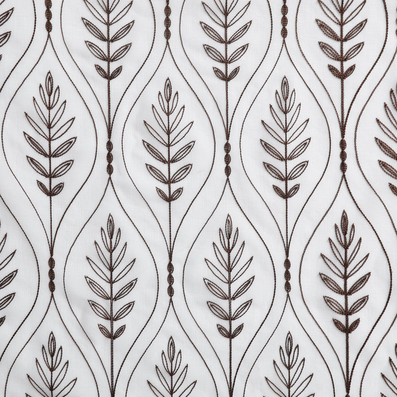 Cortina Bordada com Folhas Elegantes Castanho 140*260CM-Individual- BOD HOME