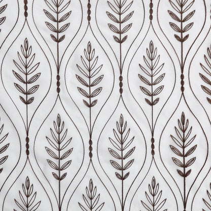 Cortina Bordada com Folhas Elegantes Castanho 140*260CM-Individual- BOD HOME