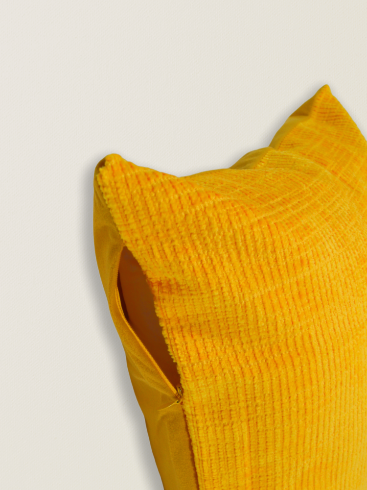 Funda de cojín de chenilla amarilla t.aprox:45*45cm