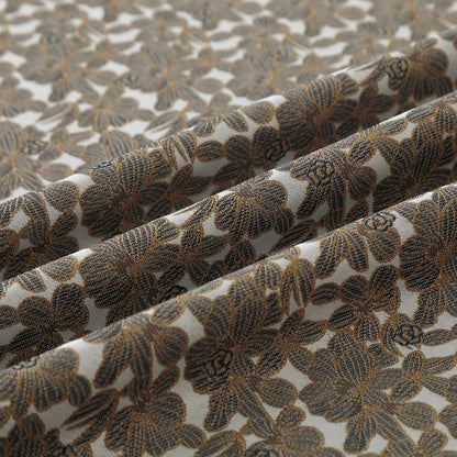 Cortina Jacquard com Estampa de Flores Castanha Escura 140*260CM-Individual- BOD HOME