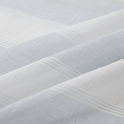 Cortina Azul Transparente Bordada Com Linhas - Individual- BOD HOME