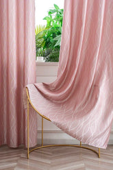 Cortina Jacquard Brilhante Rosa-pêssego com Design de Ondas 140x260cm-Individual - BOD HOME