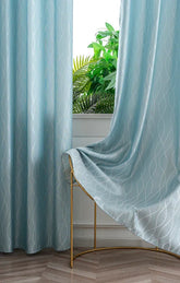 Cortina Jacquard Brilhante Azul com Design de Ondas 140x260cm-Individual - BOD HOME