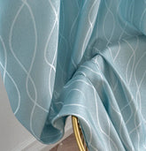 Cortina Jacquard Brilhante Azul com Design de Ondas 140x260cm-Individual - BOD HOME
