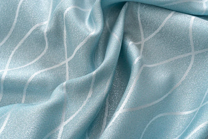 Cortina Jacquard Brilhante Azul com Design de Ondas 140x260cm-Individual - BOD HOME