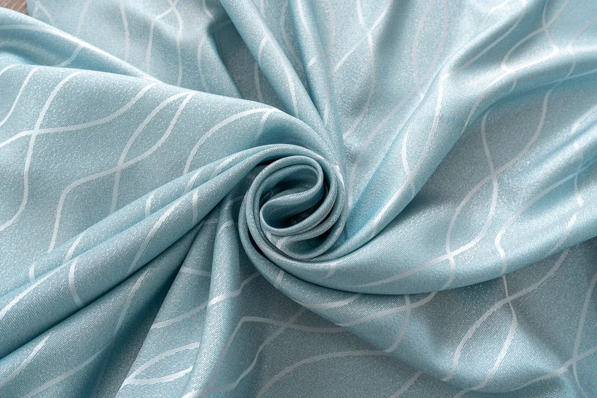 Cortina Jacquard Brilhante Azul com Design de Ondas 140x260cm-Individual - BOD HOME