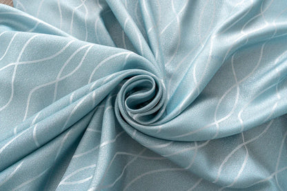 Cortina Jacquard Brilhante Azul com Design de Ondas 140x260cm-Individual - BOD HOME
