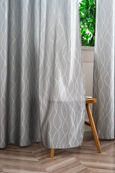 Cortina Jacquard Brilhante Cinza com Design de Ondas 140x260cm-Individual - BOD HOME